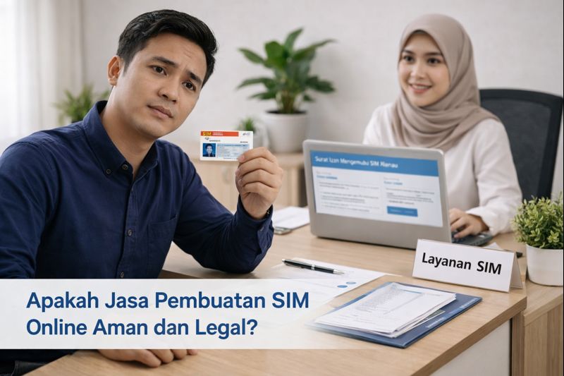 Pria berkonsultasi mengenai jasa pembuatan SIM online yang aman dan legal dengan pendampingan resmi