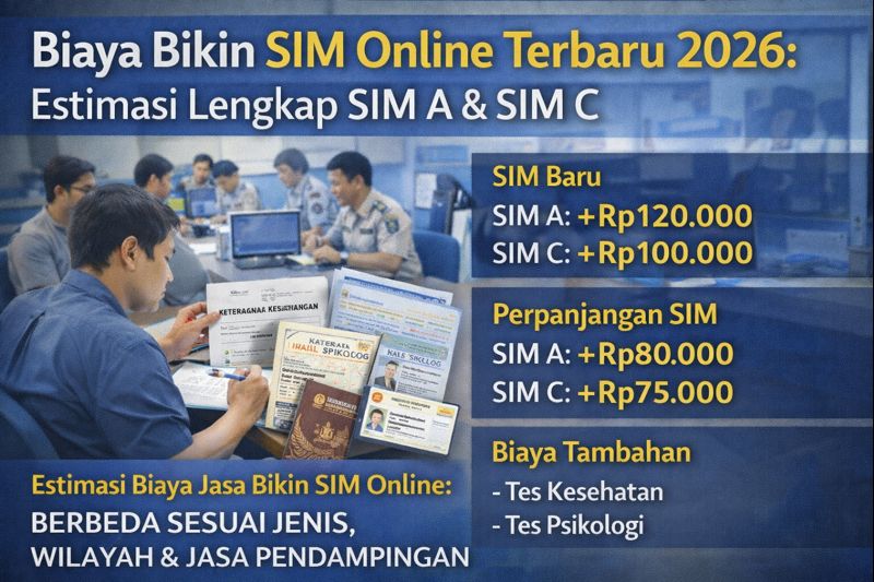 Ilustrasi proses pengurusan SIM online di Indonesia dengan informasi biaya bikin SIM online terbaru