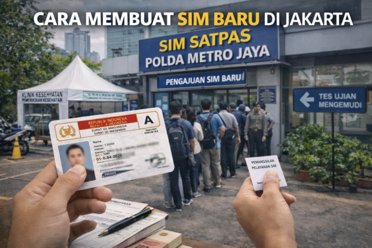 Suasana antrean dan loket pelayanan di Satpas untuk proses cara membuat sim baru di jakarta bagi pemula.