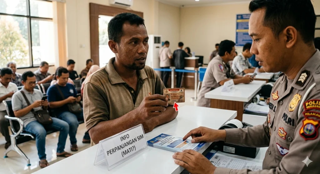 SIM A Mati Apakah Bisa Diperpanjang? Ini Penjelasannya Seorang pemohon berkonsultasi di loket Satpas untuk memastikan apakah SIM A mati apakah bisa diperpanjang atau harus bikin baru