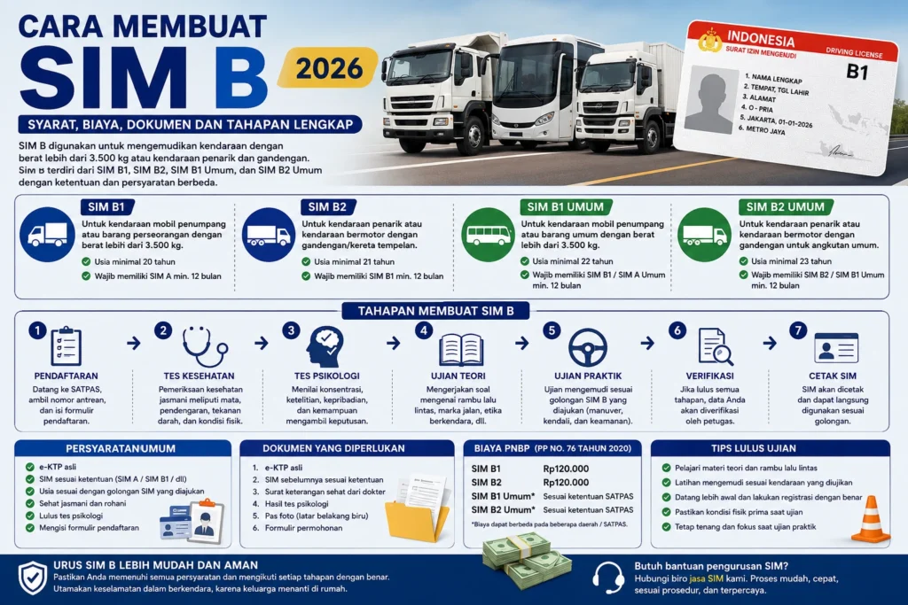 Cara Membuat SIM B 2026: Syarat, Biaya, Dokumen, dan Tahapan Lengkap cara membuat sim b